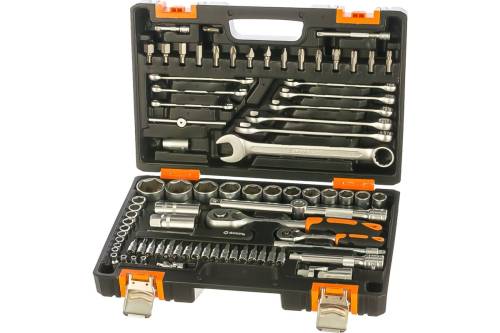 Набор инструментов 1/2, 1/4 дюйма, CrV, пластиковый кейс 82 предмета Вихрь