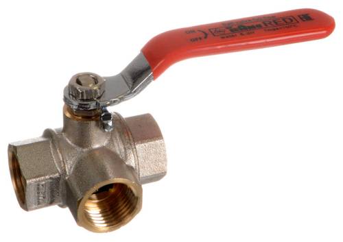 Кран шар. трехходовой 3/4"  рычаг Тип T, ник, лат. Terma-RED 31059