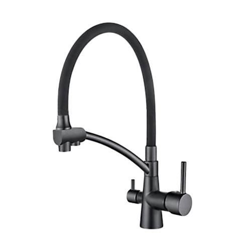 LEDEME L4855U-12 Смеситель для кухни с выходом для питьевой воды, графит/черный