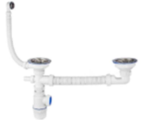 Сифон двойной VIR "Элит" 3.1/2"Х40 двойной разноур. и круглым переливом.