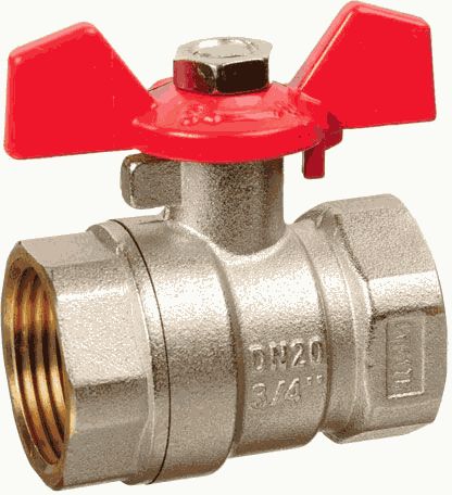 Кран шар. 3/4" г-г  бант, лат. ник.  TERMA RED 31023