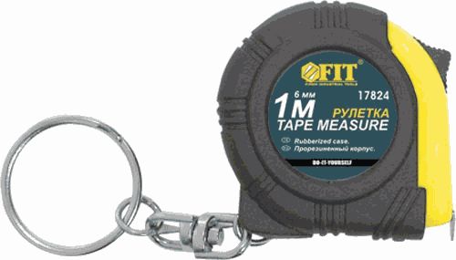 Рулетка-брелок 1м (6мм) прорезиненный корпус (17824)